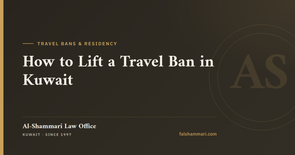 A legal professional explaining how to lift a travel ban in Kuwait to an expatriate client